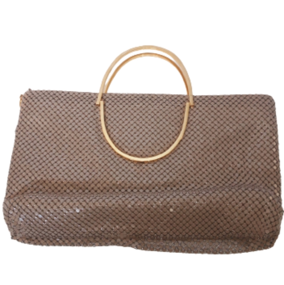 Slinky Tan Goldtone Evening Bag